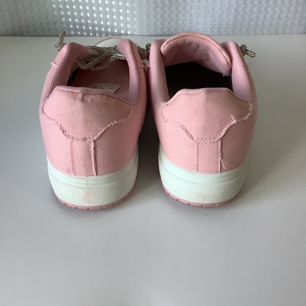 True Religion Allison Sneaker Rhinestone Sparkle Laces Pink White Womens Size 7M - Picture 4 of 16